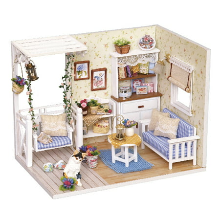 DIY Miniature Dollhouse Kit Realistic Mini 3D Wooden House Room Handmade Toy with Furniture LED Lights Christmas Birthday Wedding