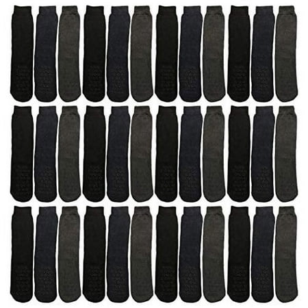 Yacht & Smith Mens & Womens Bulk Pack Slipper Socks, Non-Skid with Gripper Bottom, Diabetic Socks, Assorted Colors (36 Pairs Assorted, Men (10-13))