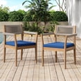 thumbnail image 2 of Miekor Braided Acacia Wood Outdoor Dining Chairs Set of 2 – Teak Look with Beige Rope & Navy Cushions, All-Weather Patio Furniture for Garden, Poolside, and Backyard (Durable & Stylish) MK7754, 2 of 12