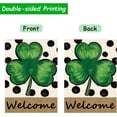 thumbnail image 3 of St. Patricks Day Shamrock Garden Flag 12×18 inch, Welcome Polka Dot Green Clover Decor Double Sided Burlap Holiday Clover Flags Outdoor Banner, 3 of 6