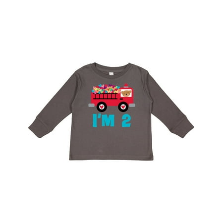 

Inktastic Fire Truck 2nd Birthday Gift Toddler Boy or Toddler Girl Long Sleeve T-Shirt