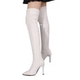 thumbnail image 2 of Xiaoxatg Women's Over-The-Knee Boots Autumn And Winter Warm Half Zipper High Heel Pointed Toe Slim Fit Long Boots High Barrel Design 8 White, 2 of 8