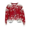 thumbnail image 3 of Women's Red Christmas Oversized Pullover Sweatshirt Holiday Xmas Sweater Top Funny Graphic Print Shirt, 3 of 5