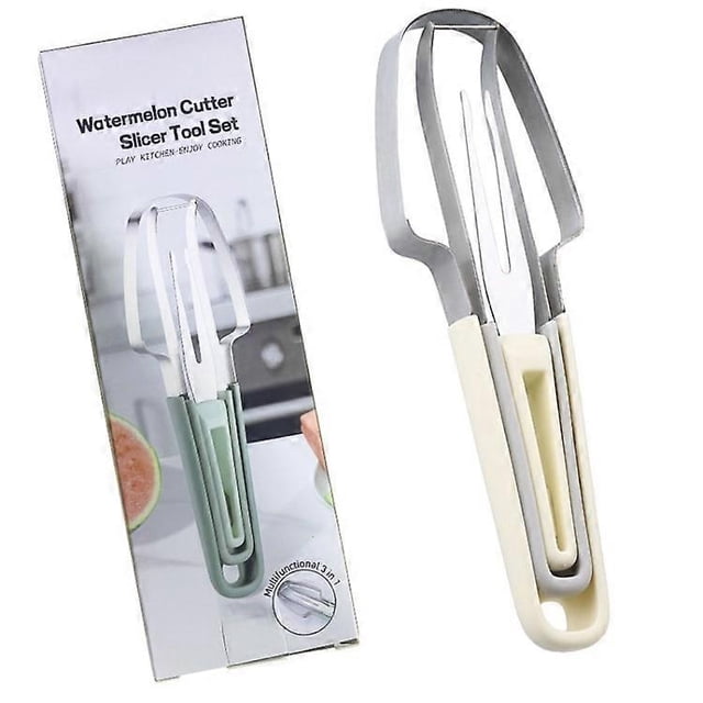 Stainless Steel 3-in-1 Watermelon Cutter Slicer Fork Tool Set Kitchen Gadgets (BPA Free, FDA Free)