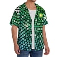 thumbnail image 2 of Sikiie Green Disco Lights Men's Wrinkle Free Untucked Cuban Shirt Business Casual Button Down Shirts Short Sleeve ShirtX-Large, 2 of 5