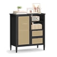 thumbnail image 6 of VASAGLE Modern Rattan Sideboard Buffet Cabinet, Boho Kitchen Buffet Table Console Cabinets with with DrawersStorage Cabinet with Adjustable Shelves, Black, 6 of 6