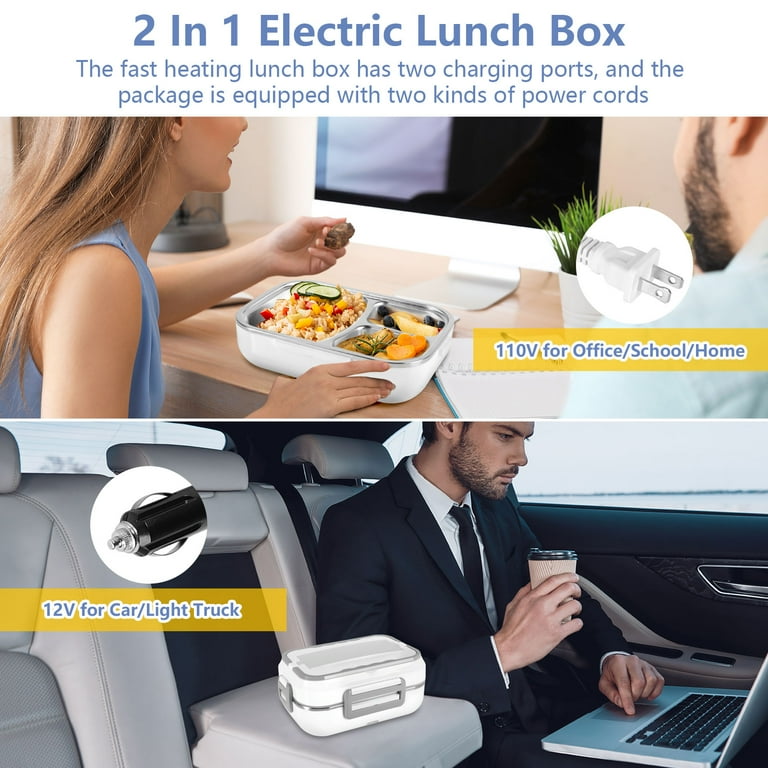 Electric Lunch Box Food Heater, 3 in 1 12V 24V 110V Leakproof