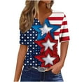 thumbnail image 2 of Cavosen Red White and Blue Clothes for Women Petite Red White and Blue Short Sleeve V-Neck T Shirts USA Star Striped Graphic Tops Lady XL Patriotic Casual T Shirts Independence Day Tunic Tees, 2 of 5