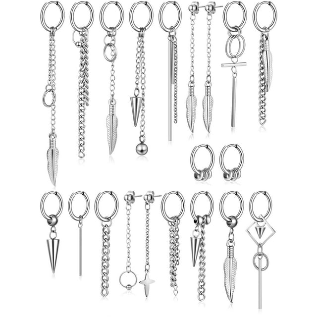 Pendientes Hicarer de acero inoxidable con forma de aro con bisagras (20 unidades)