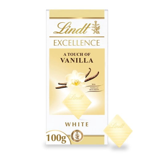Lindt Excellence Natural Vanilla White Chocolate Bar 100g, British Import (Pack of 3)