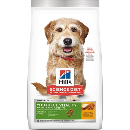 Hill's Science Diet Adult 7+ Youthful Vitality Small & Mini Chicken & Rice Recipe Dry Dog Food, 12.5 lb (Best Dog Food For Small Senior Dogs)