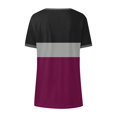 thumbnail image 5 of Fanxing Womens V Neck Tshirts Oversized Summer Tops Trendy Color Block Short Sleeve Tee Shirts Patchwork Graphic Tees Wine,XXL, 5 of 6