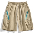 thumbnail image 2 of Shorts for Men 5 Inch Men's Outdoor Workout Shorts, Plus Size Elastic Waist Breathable Shorts with Zip Pocket, Lightweight Sports Casual Short Pants Khaki XXL, 2 of 6