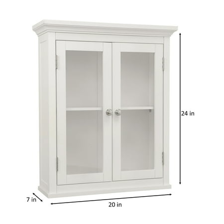Elegant Home Fashions Madison Bathroom Storage Mounted Wall Cabinet With Glass Doors White Com Glass Doors, Wall Mounted Cabinet With Glass Doors