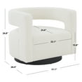 thumbnail image 3 of SAFAVIEH Couture Edgar Modern Velvet Solid Swivel Armchair, Ivory/Black, 3 of 7