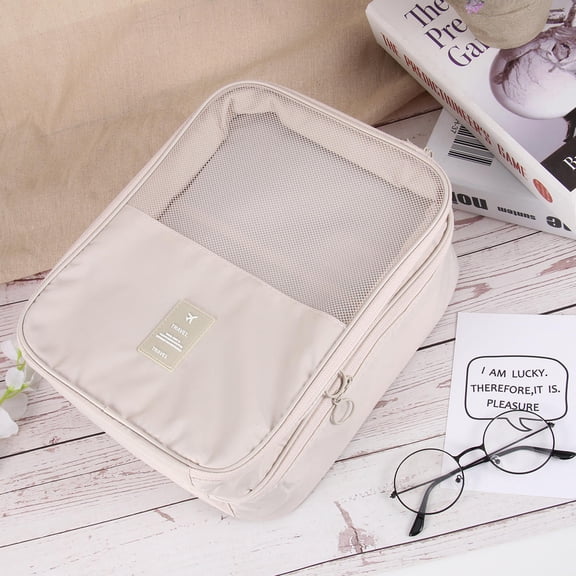 EXHUMKY Beige Travel Shoe Organizer Waterproof Durable for Long-Term Use