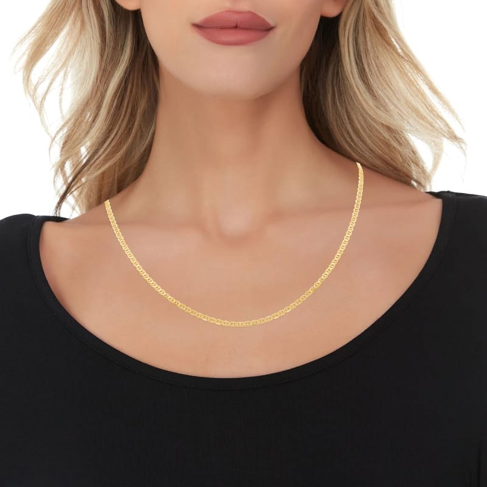 Floreo 10k Yellow Gold 2.5mm Solid Mariner Link Chain Necklace 18 Inch