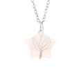 thumbnail image 1 of Granjero Gordo Collar con colgante de árbol de la vida con hilo enrollado, pentagrama y piedra cruda de cristal natural, rosa, 1 of 5