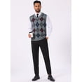 thumbnail image 5 of DARING DIVA Men's Casual Knit Sleeveless V-Neck Plaid Argyle Sweater Vest M Light Gray, 5 of 7
