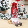 thumbnail image 4 of Yuarrent Funda de botella de vino con cordón, manga de encaje roja para hombre mayor sin rostro de Navidad con pierna colgante, de comedor, bolsa de Kits de decoración para fiestas Rojo Yuarrent HA068784-02, 4 of 6