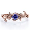 thumbnail image 1 of JeenMata Anillo de Compromiso con Solitario de Tanzanita Cultivada en Laboratorio de Corte Redondo de 0,50 Quilates con Diseño Bohemio en Baño de Oro Rosa de 18 K sobre Plata, 1 of 6