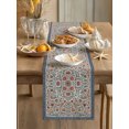 thumbnail image 3 of Mediterranean Short Table Runner 48 Inches Long,Vintage Bohemia Ethnic Peony Flower Cotton Linen Table Runners Dresser Scarves,Fabric Tabletop Scarf Furniture Cover for Home Dinner Party 13"x48", 3 of 9