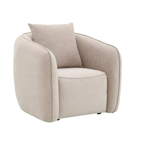 ACME Keith Contemporary Chenille Fabric Upholstered Chair with Pillow in Beige
