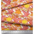 thumbnail image 2 of Soimoi Yellow Poly Georgette Fabric Autumn Leaves Print Sewing Fabric Yard 52 Inch Wide, 2 of 3