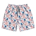 thumbnail image 2 of KLL American Gnomes Men's Casual Summer Beach Shorts Hawaiian Shorts with Pockets-Small, 2 of 6