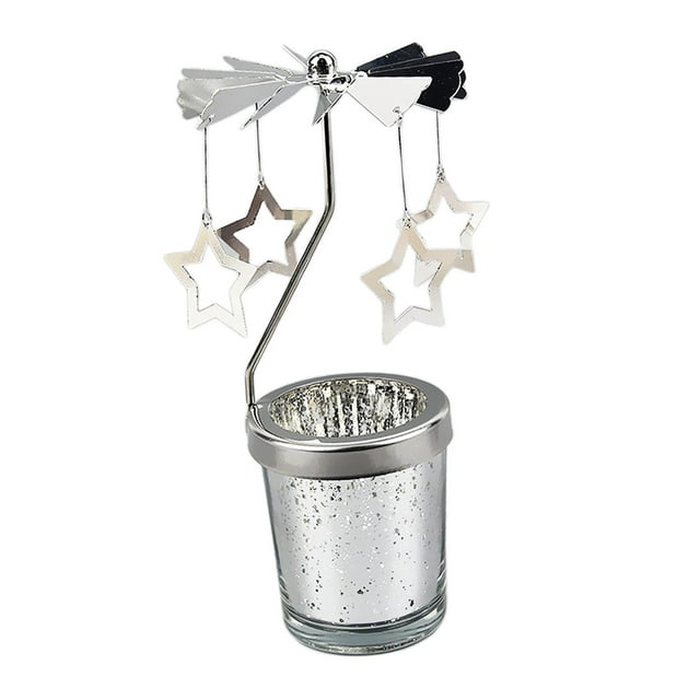 Portavelas giratorio elegante, portavelas, portavelas para velas de té, candelabro para Navidad, decoración de adorno para fiesta de boda Estrella Macarena Candelabro giratorio