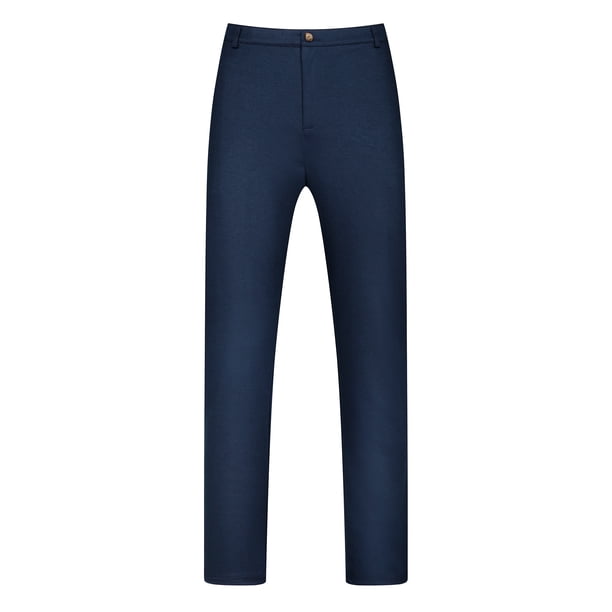 Pantalones de vestir inspiradores para hombres grandes y altos, con stretch y frente plano, talla 46, color azul marino