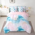 thumbnail image 2 of Homewish Modern Fluid Art 7pcs Bedding Comforter Set,Abstract Splatter Ink Queen Bedding Sets,Blue Pink Queen Sheet Sets For Men Women,Ultra Soft Home Decor Reversible, 2 of 8