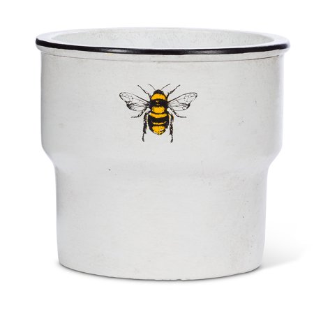Set of 2 Large Rimmed Planter with Solo Bee