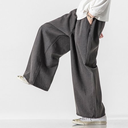 MHFRRA Bootcut Jeans for Men Male Baggy Jeans Retro Washed Workwear Jeans Casual Loose Pants Casual Pants Size L