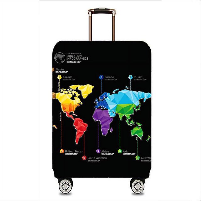 Funda protectora elástica para maletas de viaje con ruedas para maletas de 22 a 28 pulgadas (envío gratuito de una etiqueta de equipaje) (l, Map-plane)