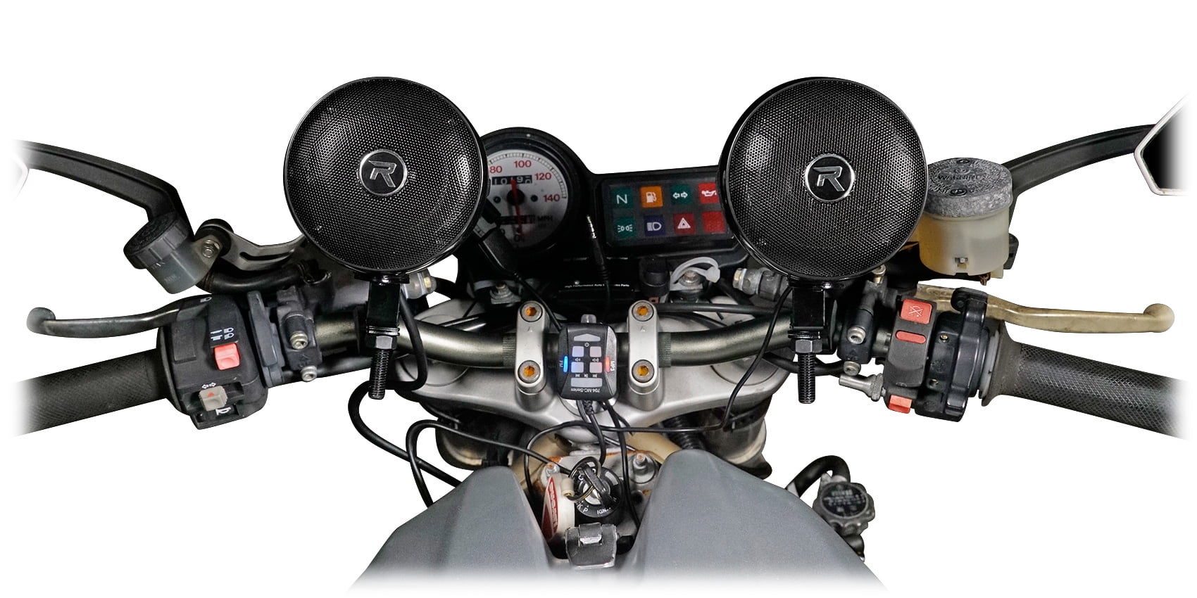 Rockville RockNRide 3 Powered Bluetooth Metal Motorcycle Handlebar Speakers 2 