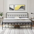 thumbnail image 4 of Yaheetech Classic Metal Platform Bed Frame Mattress Foundation with Victorian Style Iron-Art Headboard/Footboard/Under Bed Storage/No Box Spring Needed/King Size Black, 4 of 18
