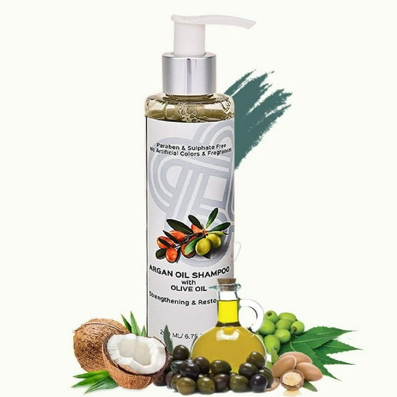 Argan Oil Hair Cleanser/Shampoo With Olive Oil, Hibiscus Oil, Neem Oil & Aloe Vera - Natural Hair Care 200 ML(6.76 OZ)