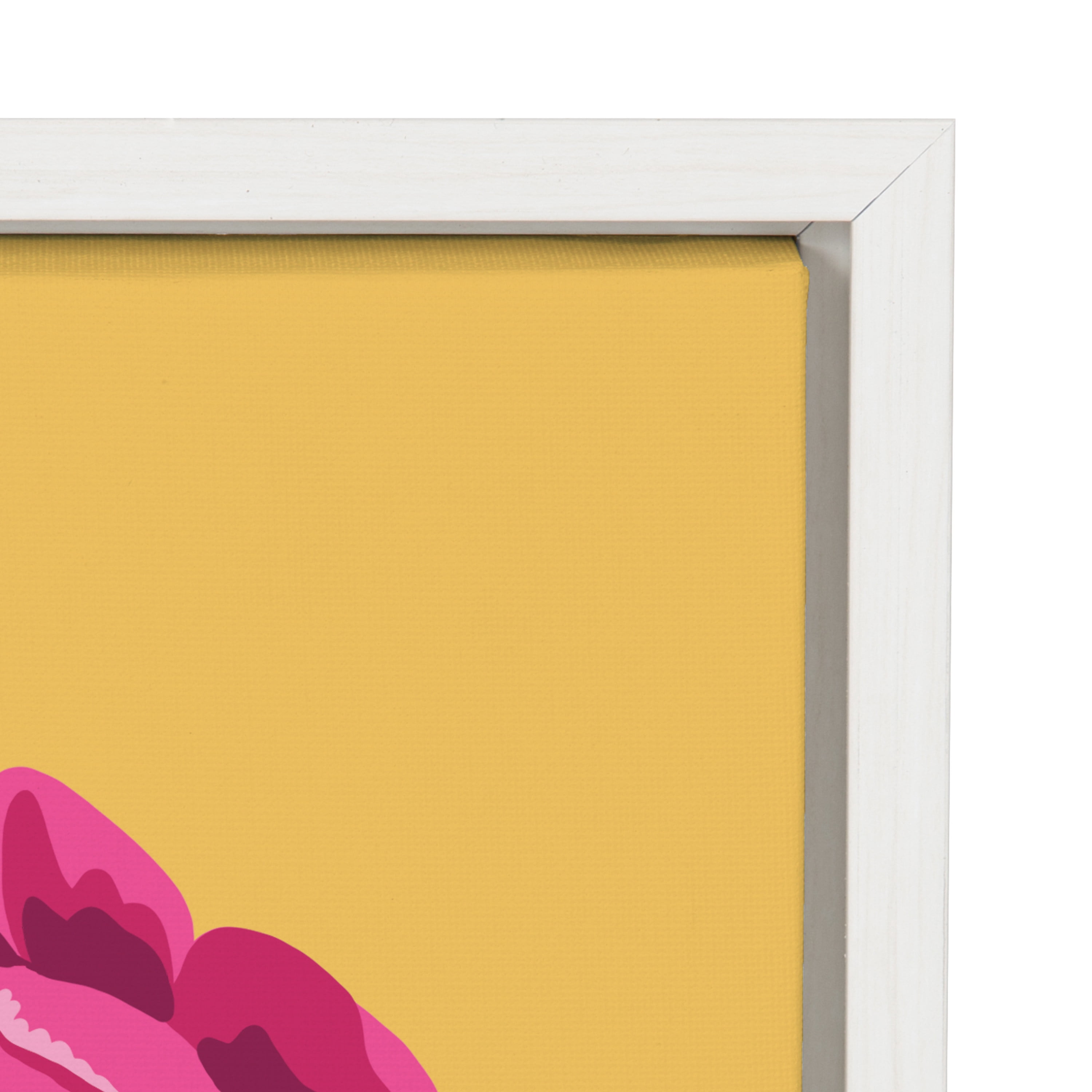 Kate and Laurel Sylvie Bright Peony Framed Canvas Wall Art by Maria Filar, 18x24 White, Natural Floral Art for Wall