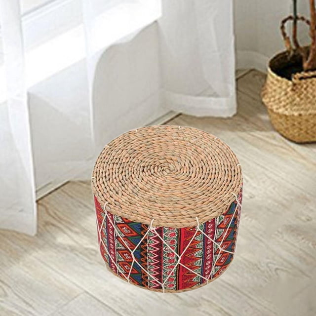 Cojín de asiento,Cojín de meditación tejido Cojín de suelo redondo,Cojín de suelo redondo tipo puf con forma de tatami,Muebles de sala Muebles de patio Cojines,Cojín redondo para