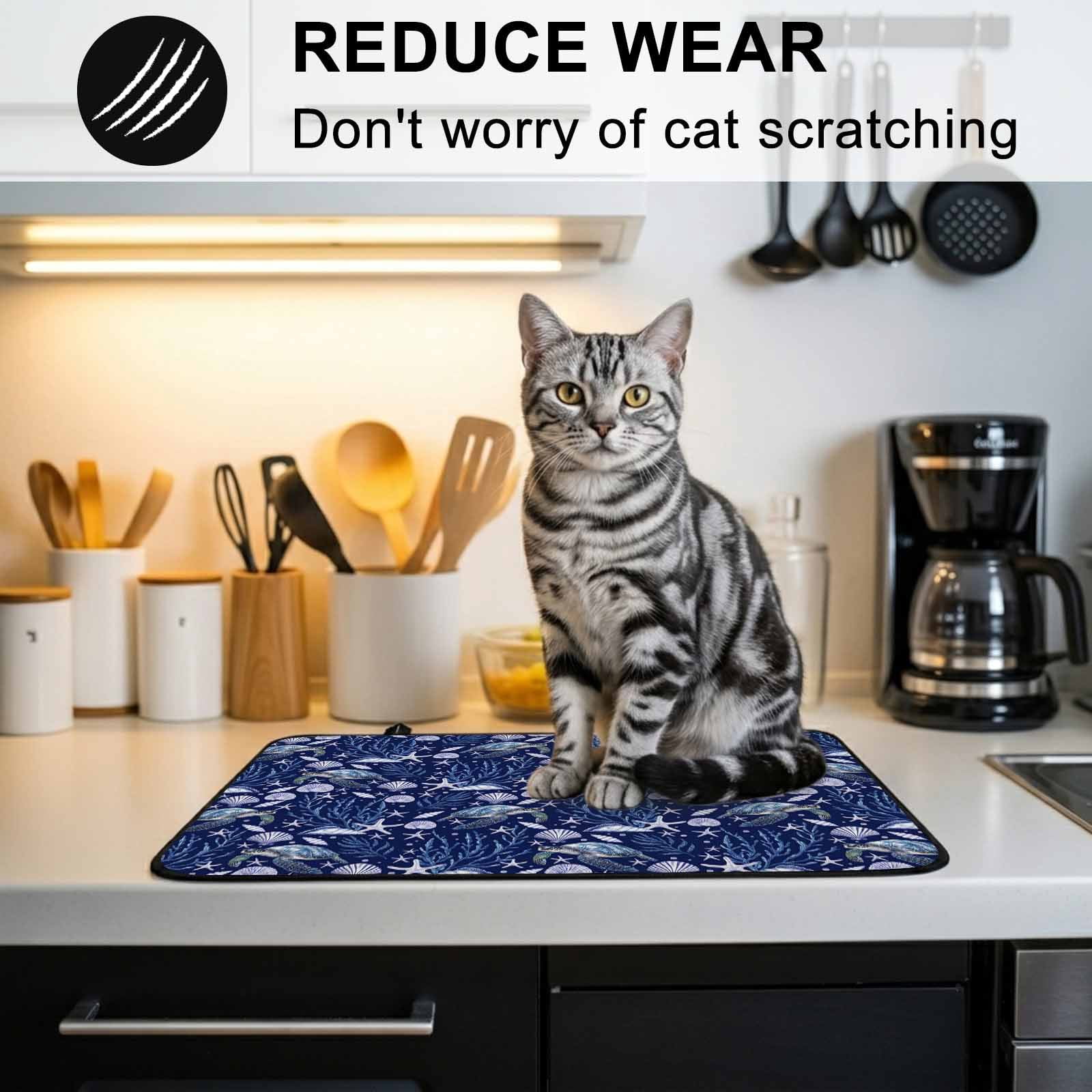 Coastal Turtle Stove Top Cover for Electric Stove, Heat-proof & Non Slip Glass Top Stove Cover Protector, Blue Ocean Starfish Retro Coral Shell Kitchen Flat Cooktop Rubber Mat 24x21 Inches