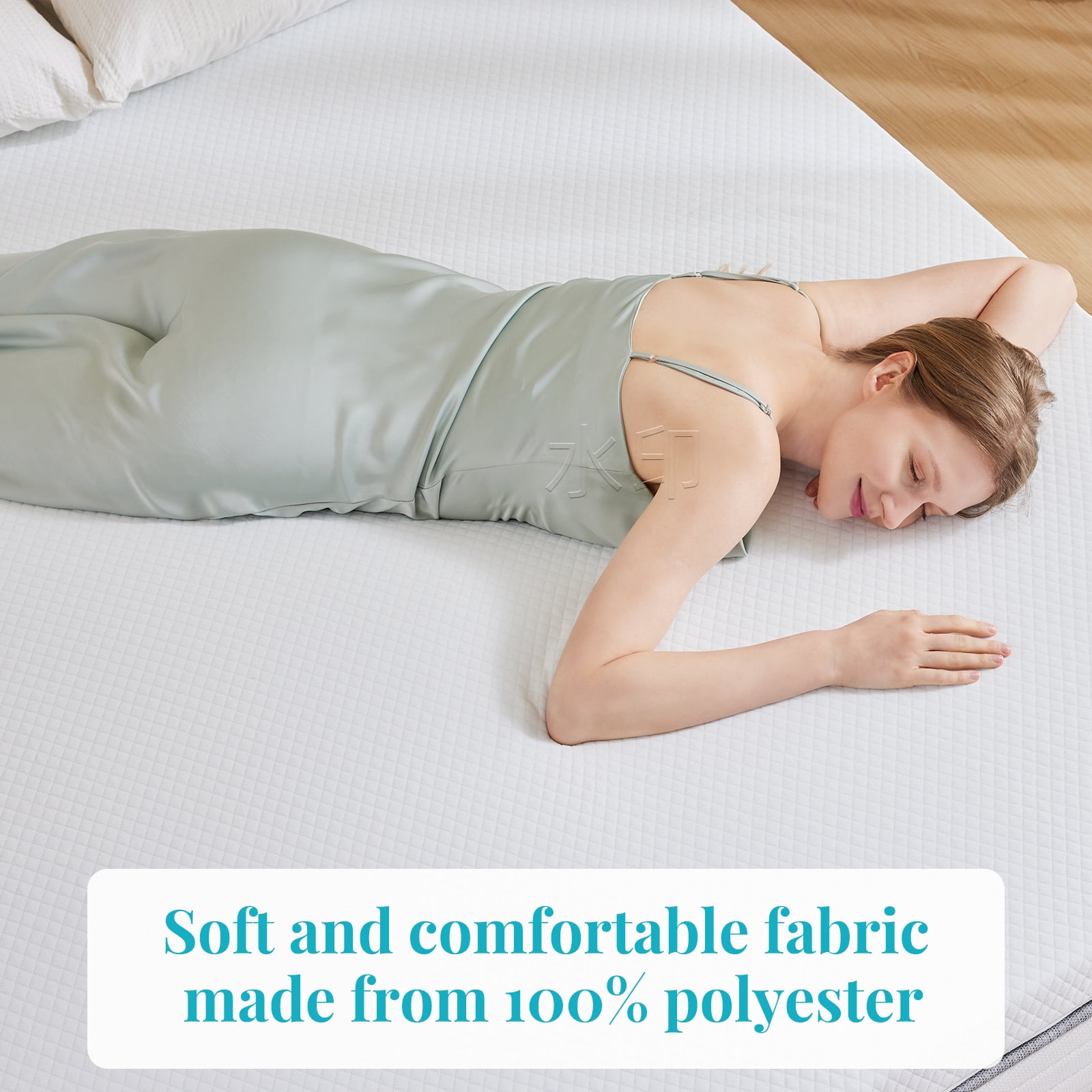 Gel Memory Foam Mattress Topper, Detachable Cover, White