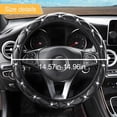 thumbnail image 2 of Diamond Soft Leather Steering Wheel Cover, 15 Inch Bling Elastic Steering Wheel Protector with Sparkly Crystal Rhinestones, Auto Accessories Universal for SUV, Truck, Van, Car (Black), 2 of 10