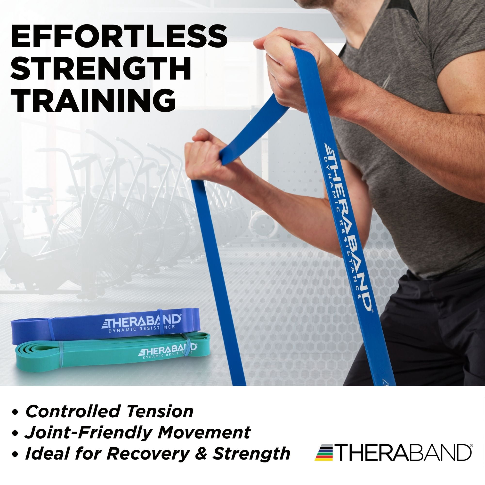 THERABAND High Resistance Band Set of 2, Medium and Heavy Elastic Super Bands for Full Body Workouts, Physical Therapy, Strength Training, Durable 41” Loop Exercise Bands, 25-35 lbs Resistance