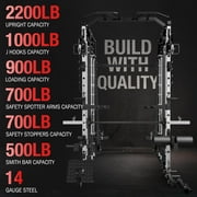 Mikolo M4 Smith Machine Home Gym, 2200LBS Power Rack with Functional Trainer, Cable Crossover, LAT Pulldown, Low Row, Landmine and Plate Storage for Full Body Strength Training