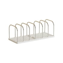 WEGFTDUOP Plastic Desktop Bookshelf 14.6" Small Vertical Desk Book Organizer with 5 Removable Dividers, Lightweight Dorm Office File Storage Rack, Quick-Assembly Space-Saving Learning Supplies