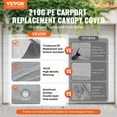 thumbnail image 6 of VEVOR Carport Replacement Canopy Cover 13 x 20 ft, Garage Top Tent Shelter Tarp Heavy-Duty Waterproof & UV Protected, Easy Installation with Ball Bungees,Grey (Only Top Cover, Frame Not Include), 6 of 9