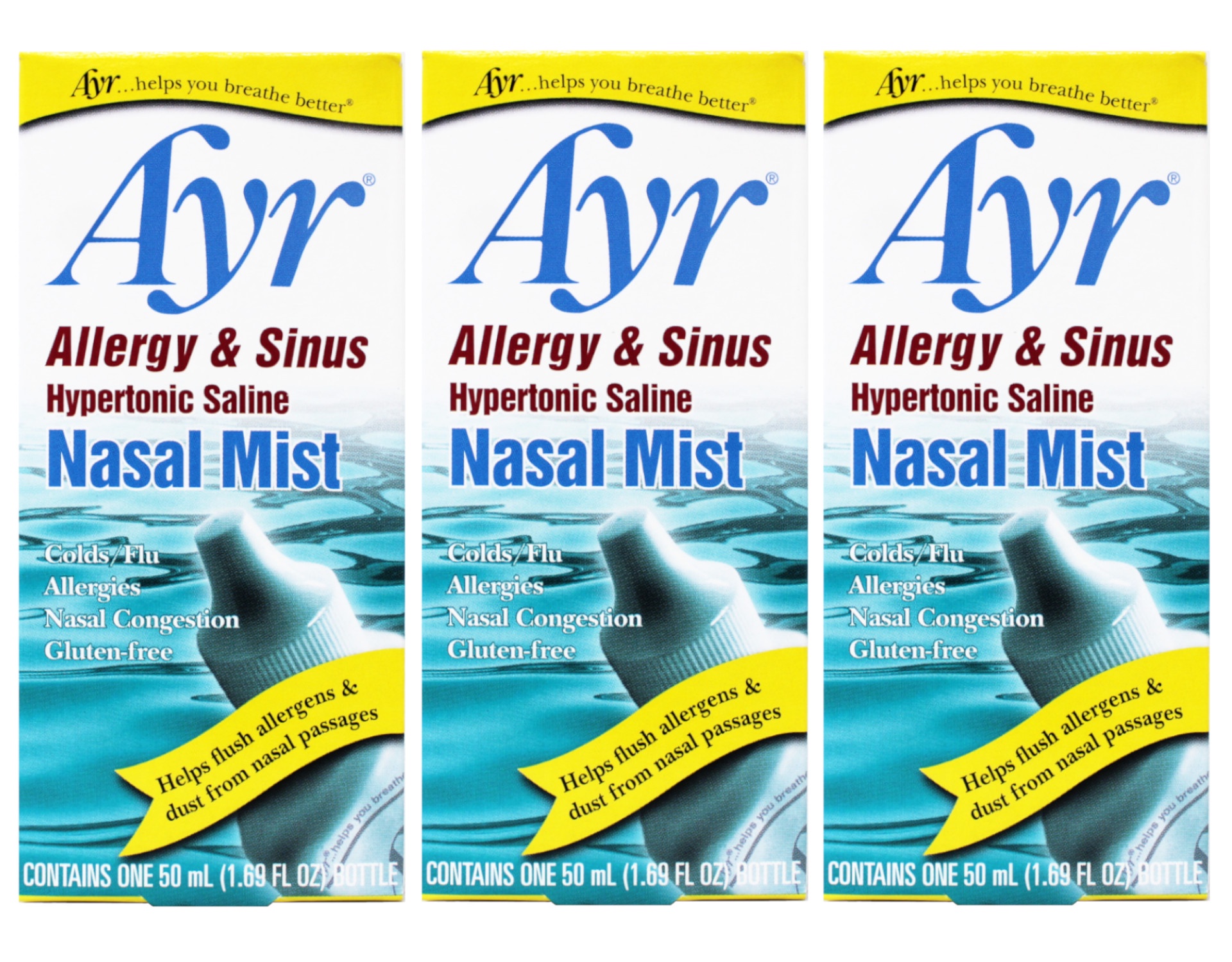 Ayr Allergy And Sinus Hypertonic Saline Nasal Mist - 50 Ml, 3 Pack