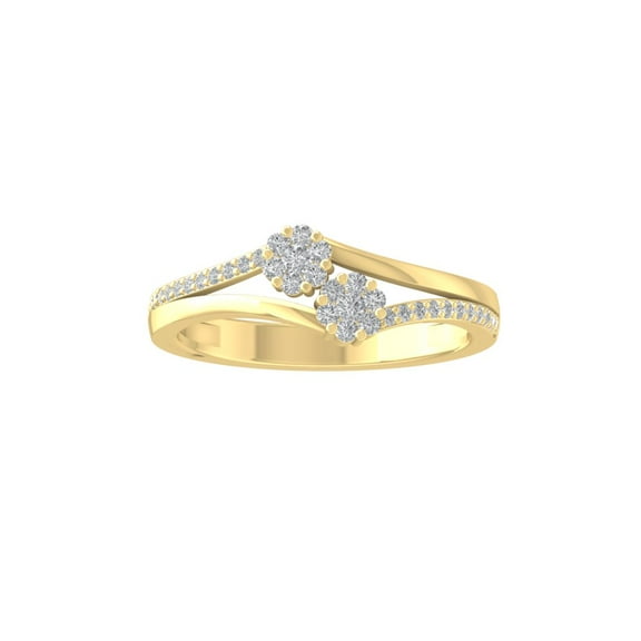 ARAIYA FINE JEWELRY 10K Yellow Gold Round Cluster Lab Grown Diamond Engagement Ring (1/4 cttw, VS Clarity, D-F Color) Size 8