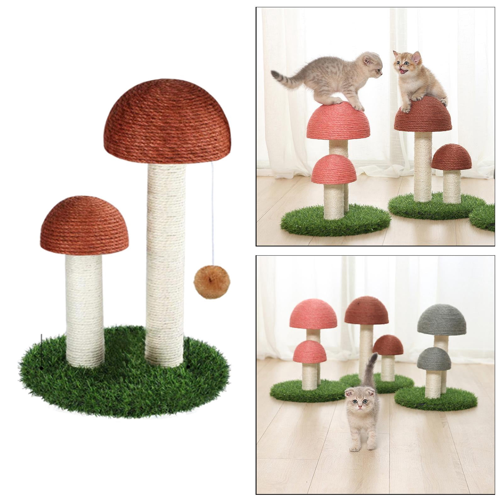 Bvdfgk Pet Cat Mushroom Scratching Post Natural Sisal Cat Scratcher for Domestic Cats Coffee with Ball